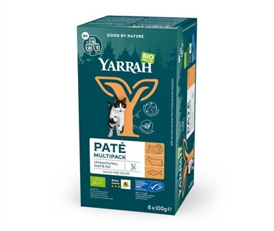 Yarrah Organic Multipack Pate Zalm / Rund / Kalkoen / Kip Graanvrij