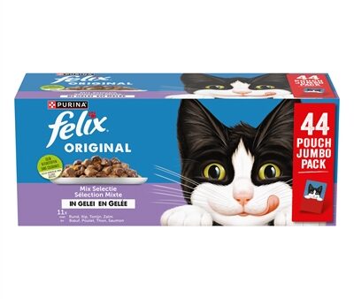 Felix Pouch Original In Gelei Mix Box Rund / Kip / Tonijn / Zalm