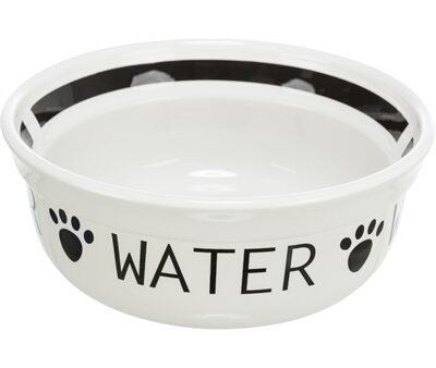 Trixie Drinkbak Hond Water Keramiek Wit / Zwart