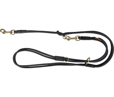 Trixie Hondenriem Pure Verstelbaar Rond Gestikt Leer Zwart