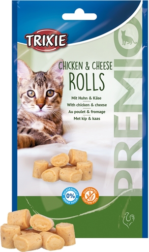 Trixie Premio Kip & Kaas Rolletjes Voor Katten Glutenvrij - Afbeelding 2