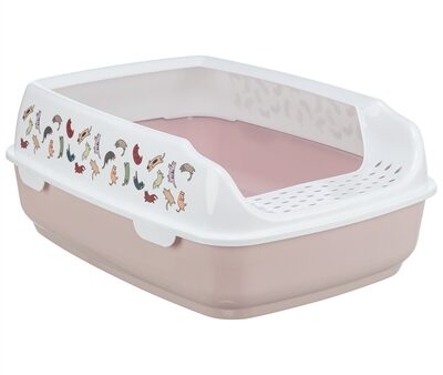 Trixie Kattenbak Delio Met Rand Bedrukt Lichtroze / Wit