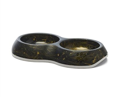 Savic Voerbak Delice Dubbel Marble Zwart / Goud