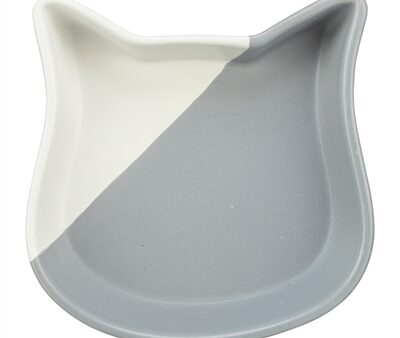 Trixie Voerbak Kat Kattenkop Keramiek Grijs / Wit